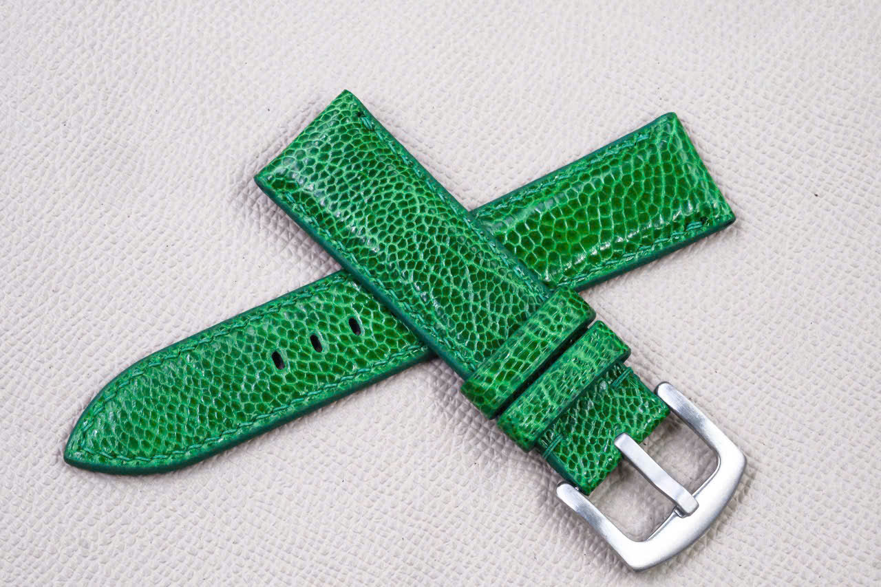 GREEN OSTRICH LEATHER WATCH STRAP RD143