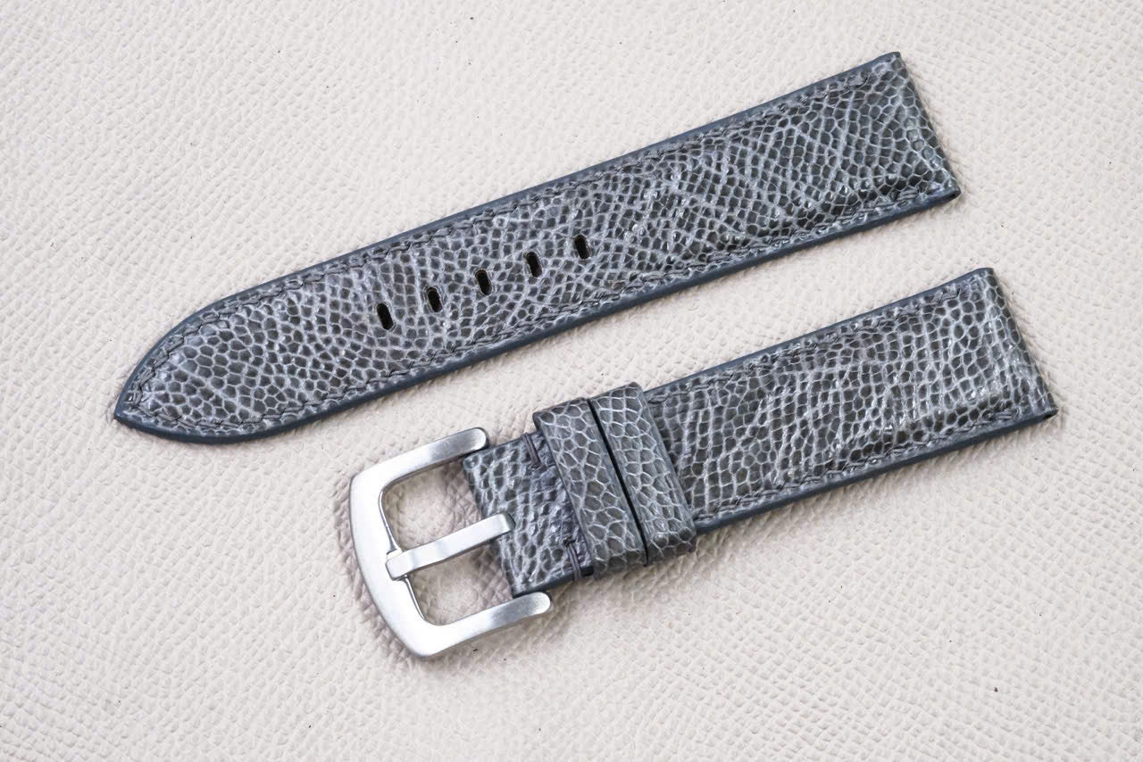 GRAY OSTRICH LEATHER WATCH STRAP RD141