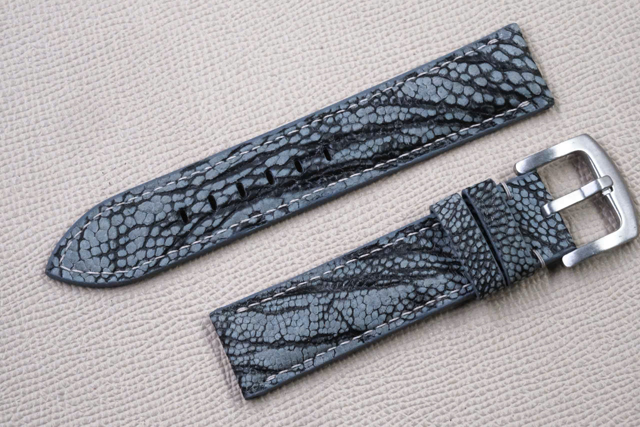 DARK GRAY OSTRICH LEG LEATHER WATCH STRAP RD155