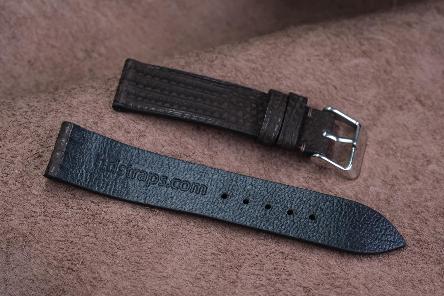 BESPOKE GENUINE DARK BROWN LIZARD SKIN LEATHER STRAP HDLZ06