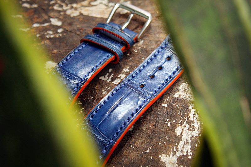 HANDCRAFTED GENUINE BLUE CROCODILE SKIN LEATHER WATCH STRAP HDCS42