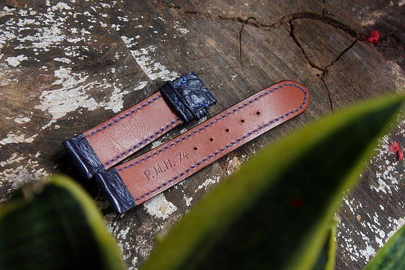 BESPOKE GENUINE BLUE CROCODILE SKIN LEATHER STRAP HDCS14