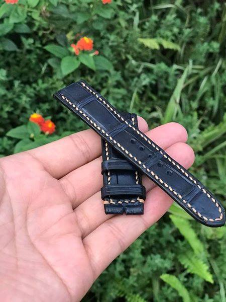 BESPOKE GENUINE BLACK CROCODILE SKIN LEATHER STRAP HDCS10