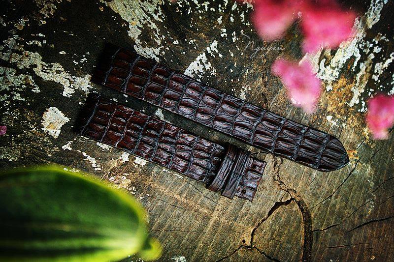 BESPOKE GENUINE DARK BROWN CROCODILE SKIN LEATHER STRAP HDCS30