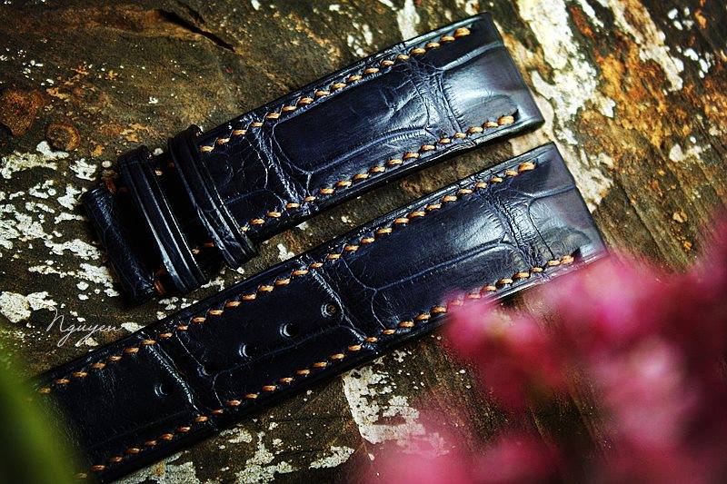 BESPOKE GENUINE BLUE CROCODILE SKIN LEATHER STRAP HDCS09