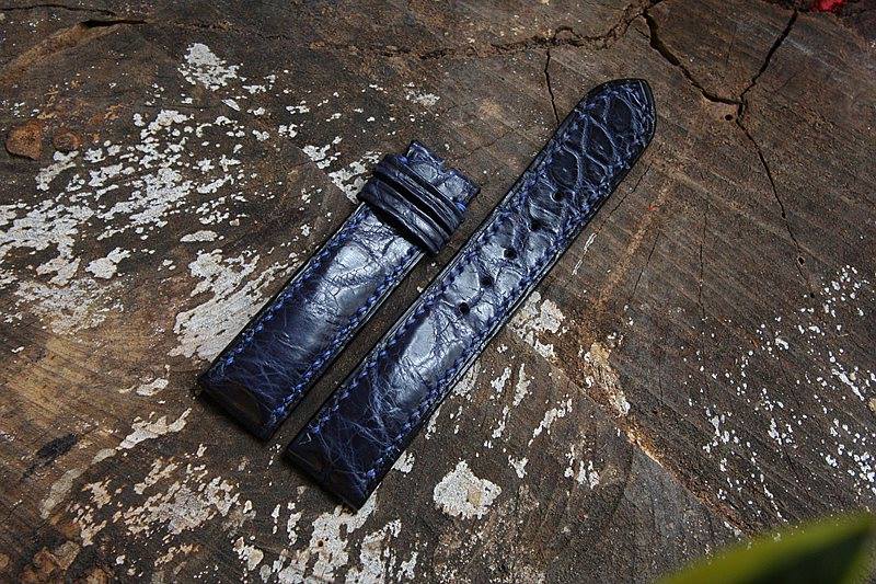 BESPOKE GENUINE BLUE CROCODILE SKIN LEATHER STRAP HDCS14