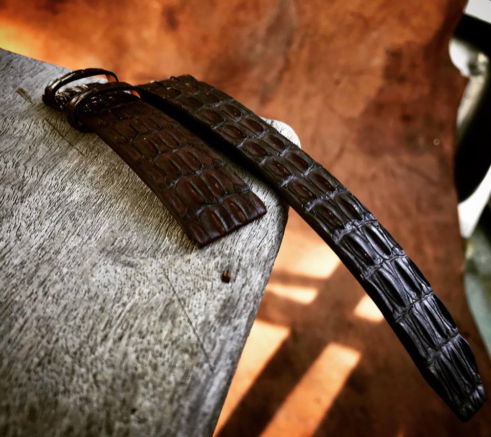 BESPOKE GENUINE DARK BROWN CROCODILE SKIN LEATHER STRAP HDCS30