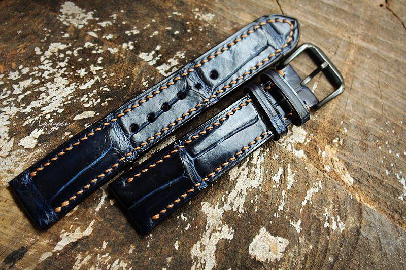 BESPOKE GENUINE BLUE CROCODILE SKIN LEATHER STRAP HDCS14