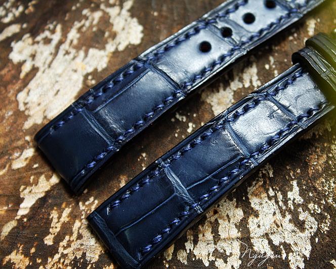 BESPOKE GENUINE BLUE CROCODILE SKIN LEATHER STRAP HDCS14