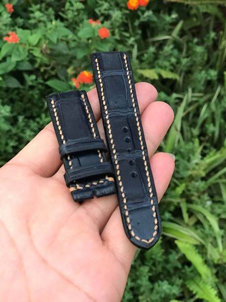 BESPOKE GENUINE BLACK CROCODILE SKIN LEATHER STRAP HDCS10