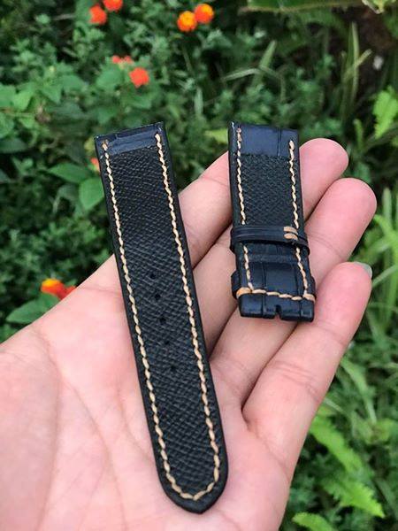 BESPOKE GENUINE BLACK CROCODILE SKIN LEATHER STRAP HDCS10
