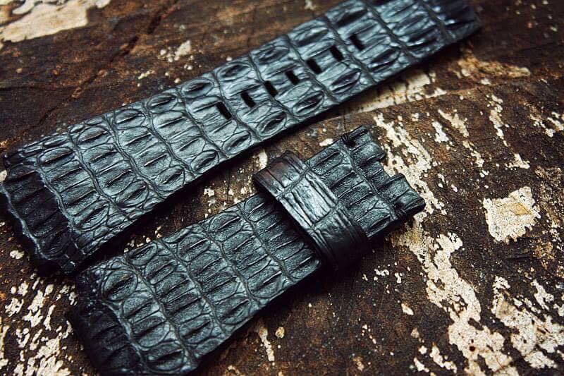 BESPOKE GENUINE BLACK HORNBACK CROCODILE SKIN LEATHER STRAP HDCS27