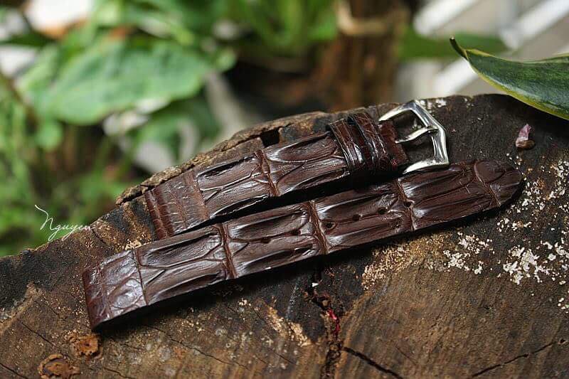 BESPOKE GENUINE DARK BROWN CROCODILE SKIN LEATHER STRAP HDCS26