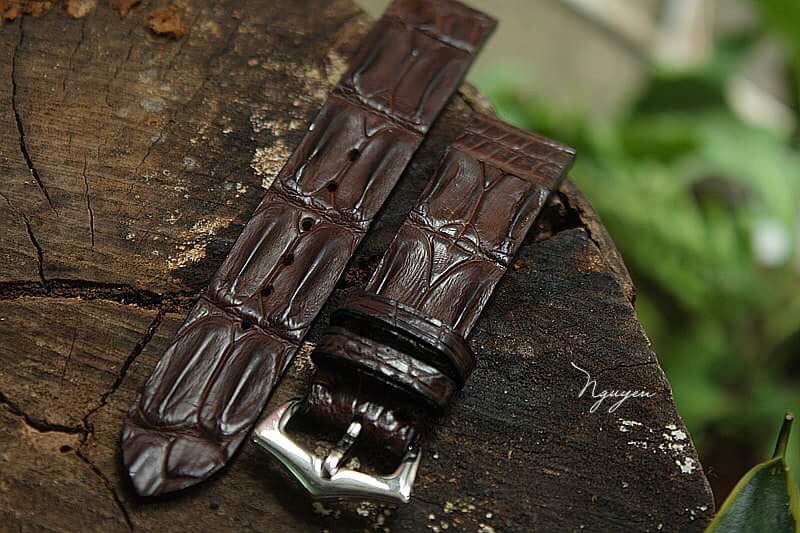BESPOKE GENUINE DARK BROWN CROCODILE SKIN LEATHER STRAP HDCS26