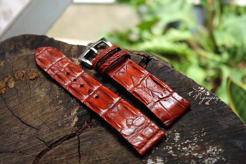 BESPOKE GENUINE BROWN CROCODILE SKIN LEATHER STRAP HDCS23