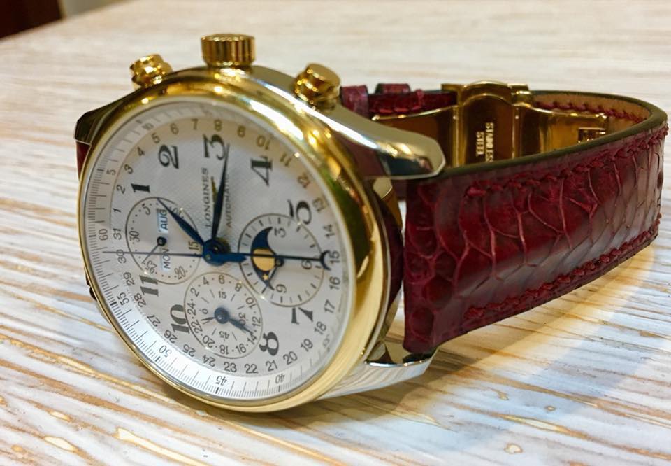 BESPOKE GENUINE BROWN CROCODILE LEATHER STRAP FOR OMEGA CLASP HDOS05