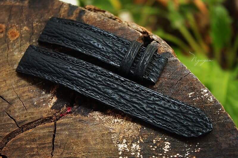 BESPOKE GENUINE BLACK SHARK SKIN LEATHER STRAP HDSH02