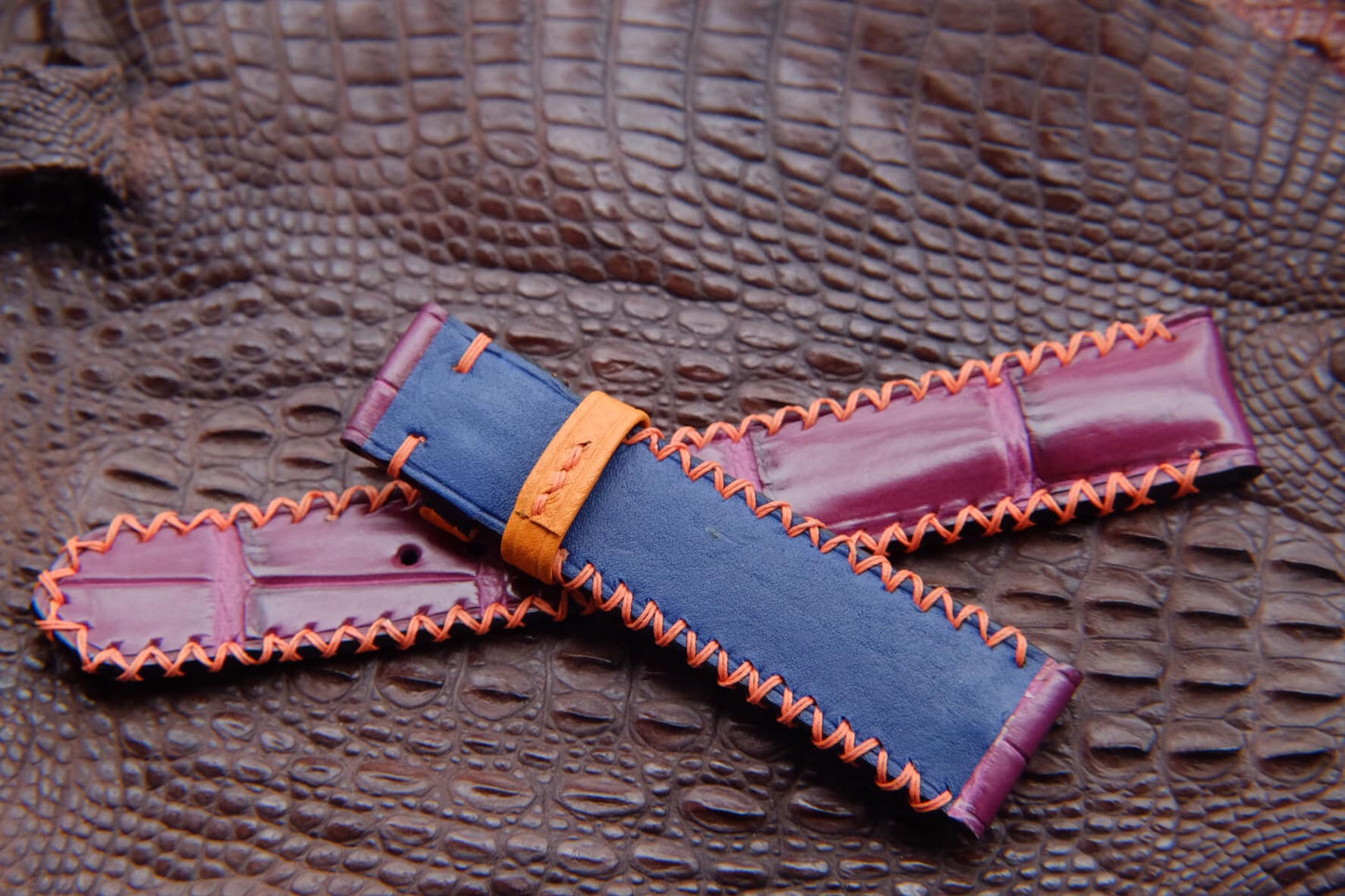 BESPOKE RED CROCODILE LEATHER WATCH STRAP HDCS70