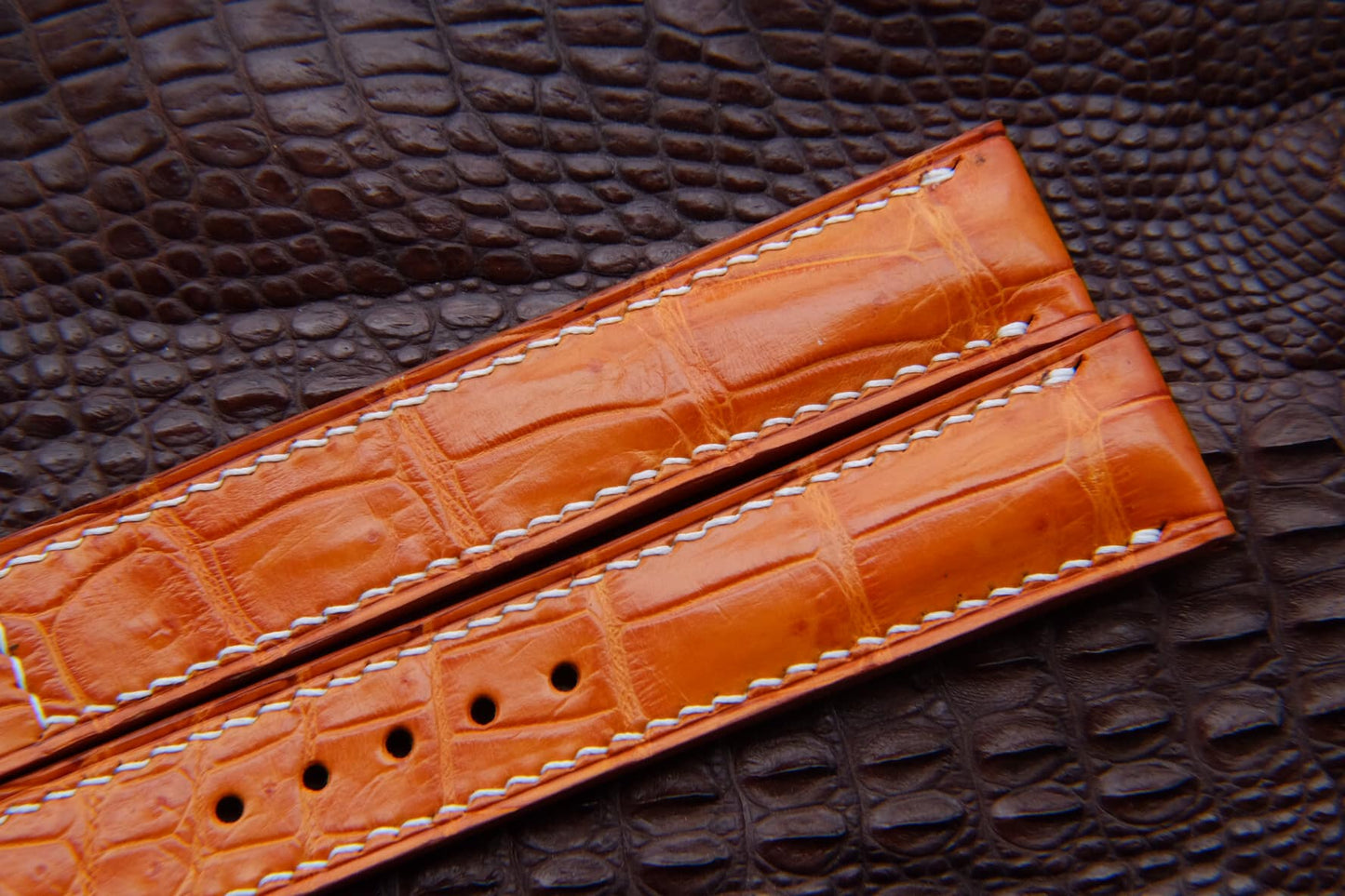 BESPOKE GENUINE YELLOW CROCODILE LEATHER STRAP FOR OMEGA CLASP HDOS07