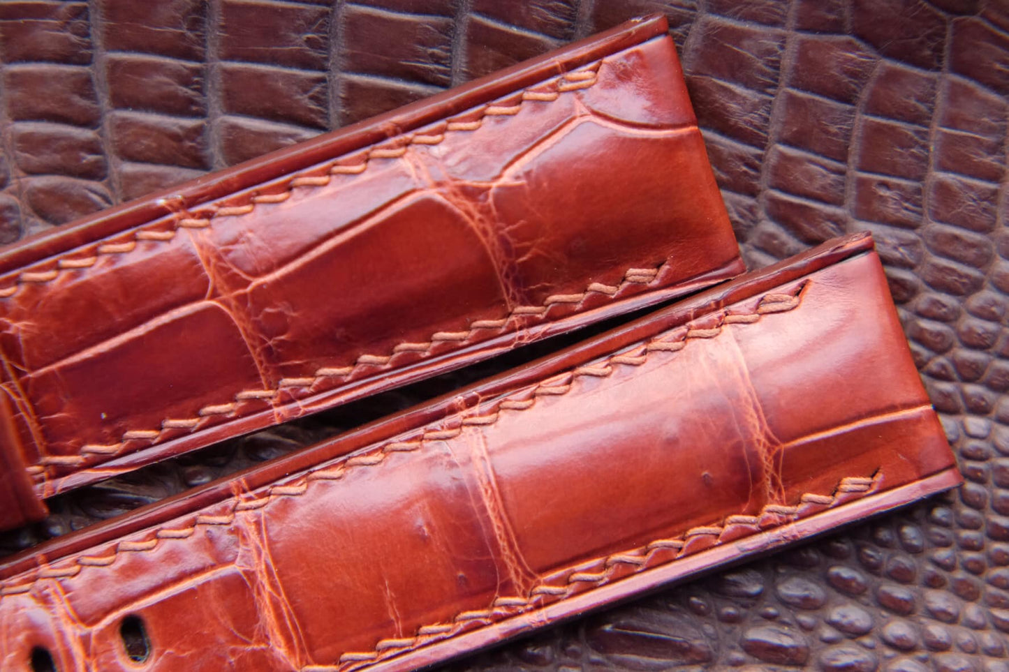 BESPOKE BROWN CROCODILE LEATHER WATCH STRAP HDCS59