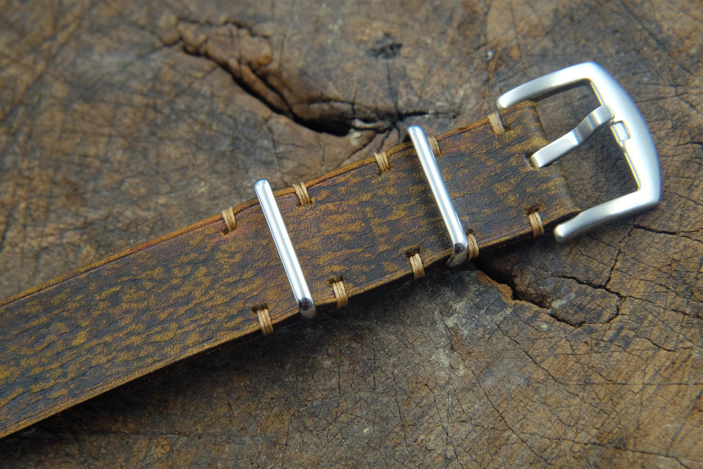 BESPOKE GENUINE VINTAGE BROWN LEATHER NATO STRAP HDNS05