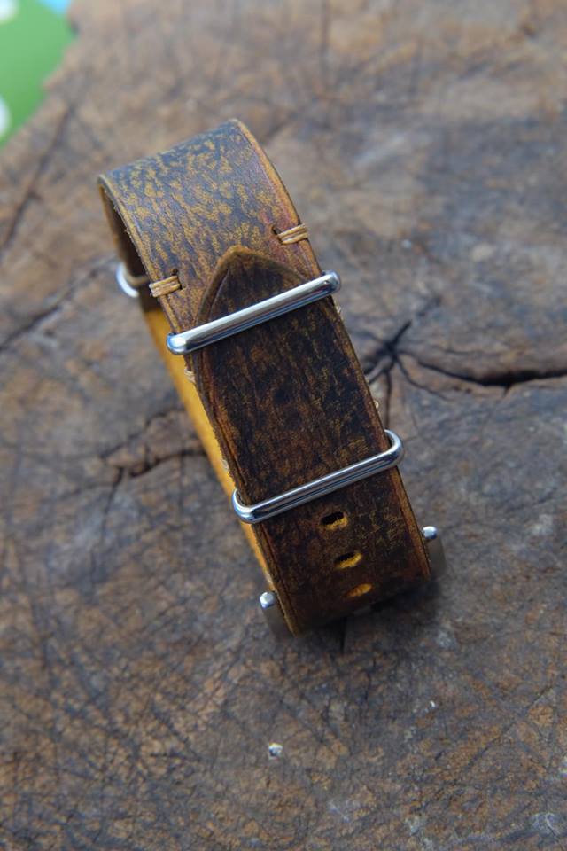 BESPOKE GENUINE VINTAGE BROWN LEATHER NATO STRAP HDNS05