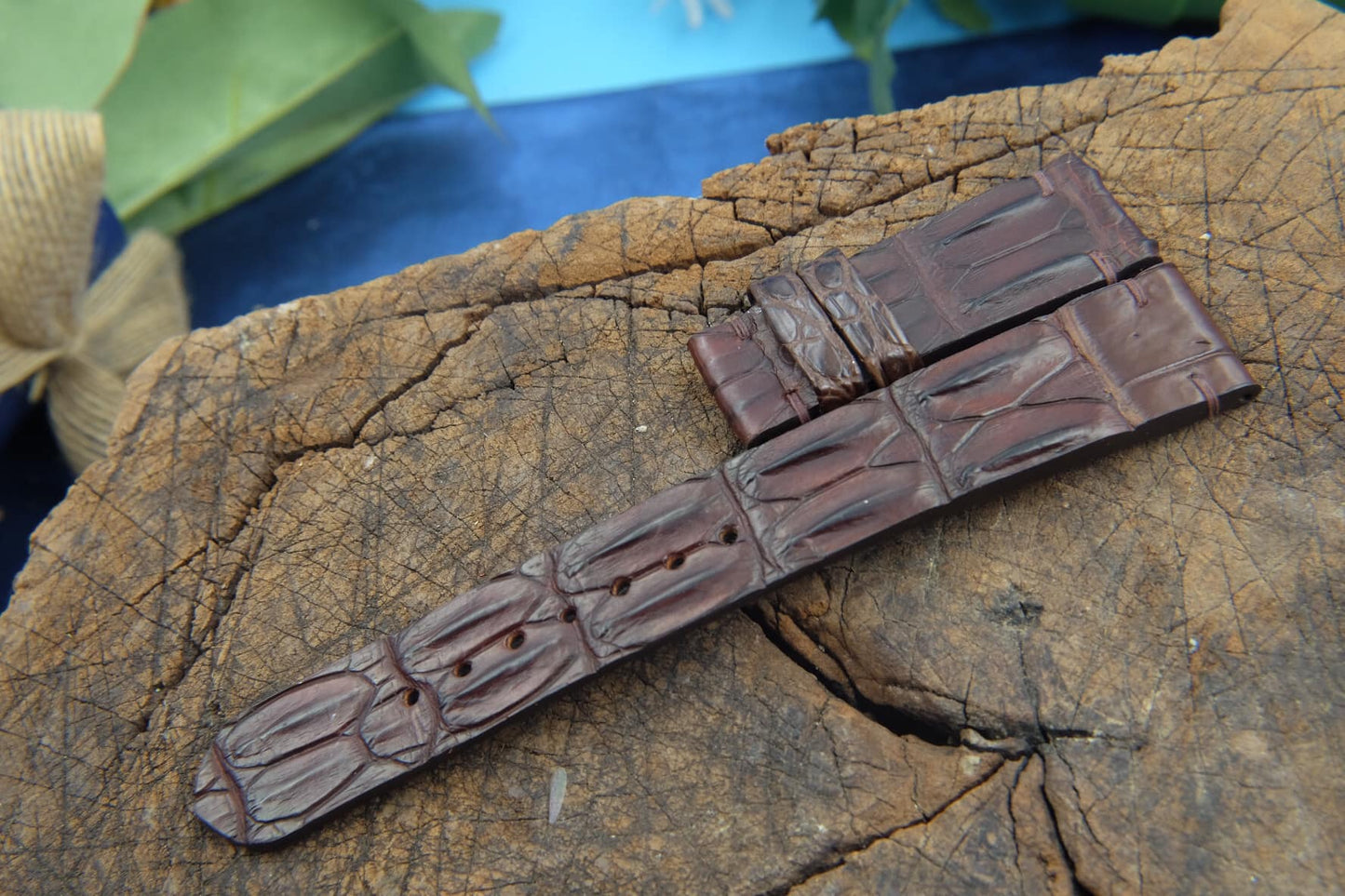BESPOKE GENUINE DARK BROWN CROCODILE SKIN LEATHER STRAP HDCS19