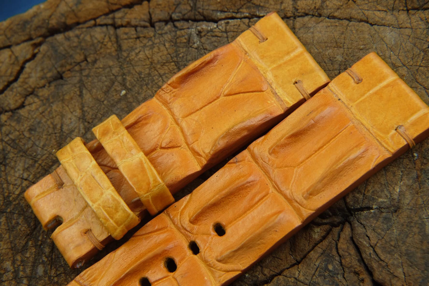 BESPOKE GENUINE YELLOW CROCODILE SKIN LEATHER STRAP HDCS21