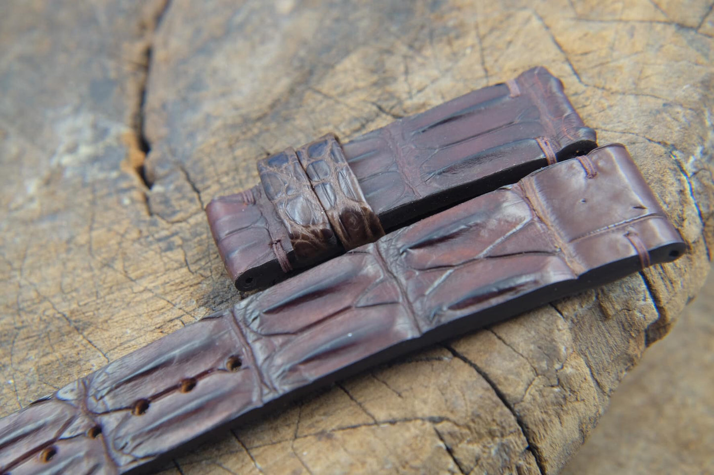 BESPOKE GENUINE DARK BROWN CROCODILE SKIN LEATHER STRAP HDCS19