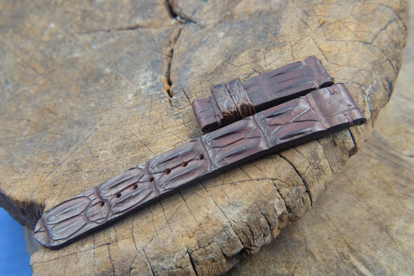 BESPOKE GENUINE DARK BROWN CROCODILE SKIN LEATHER STRAP HDCS19