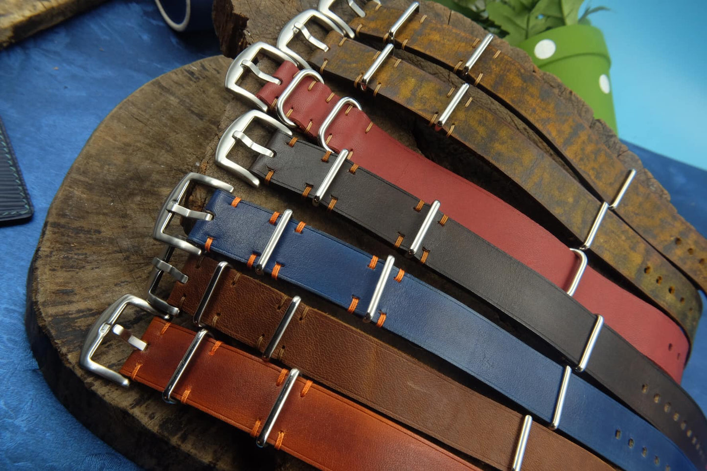 BESPOKE GENUINE MULTICOLOR LEATHER NATO STRAP HDNS01