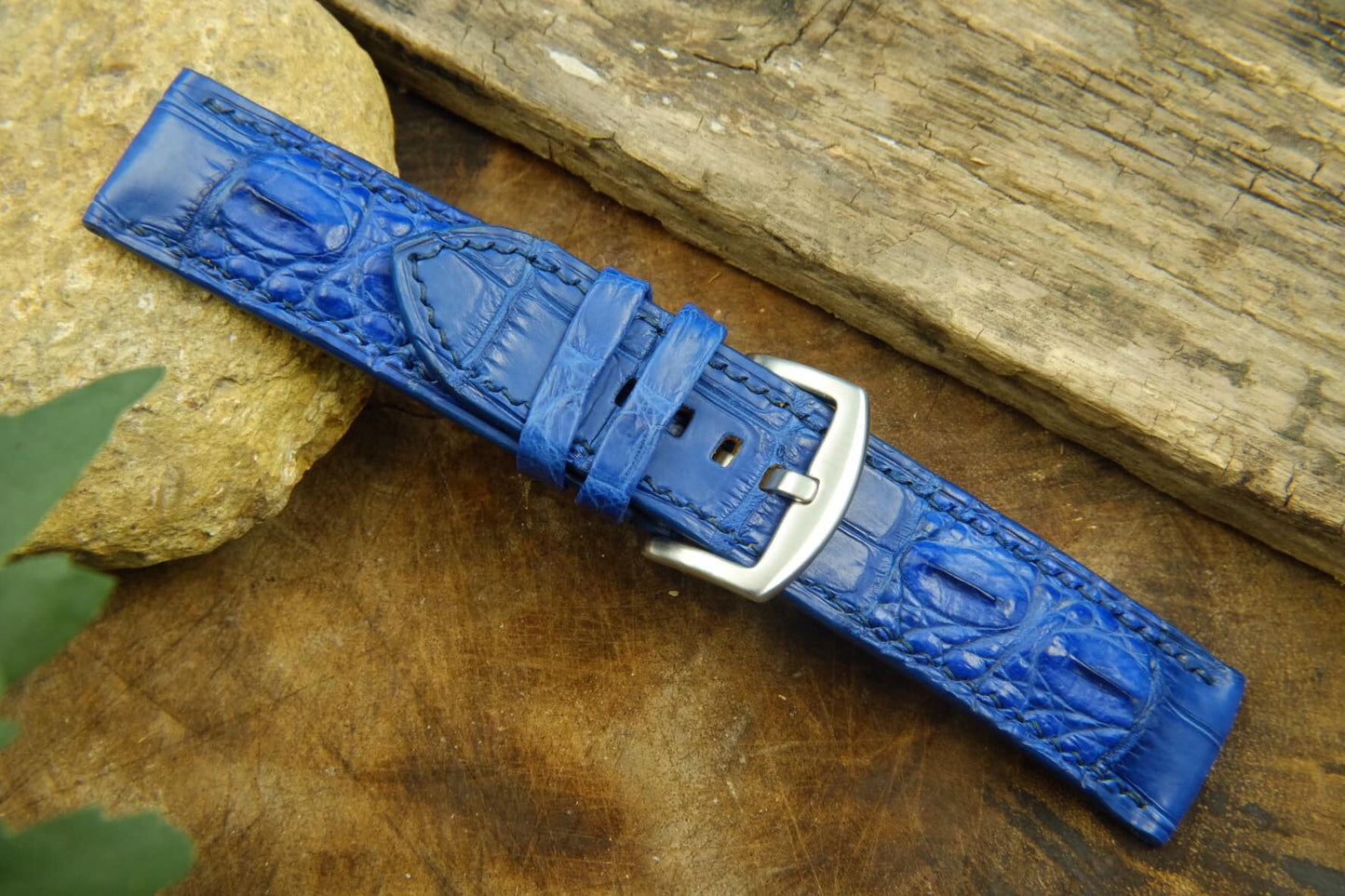 BESPOKE GENUINE BLUE CROCODILE SKIN LEATHER STRAP HDCS18