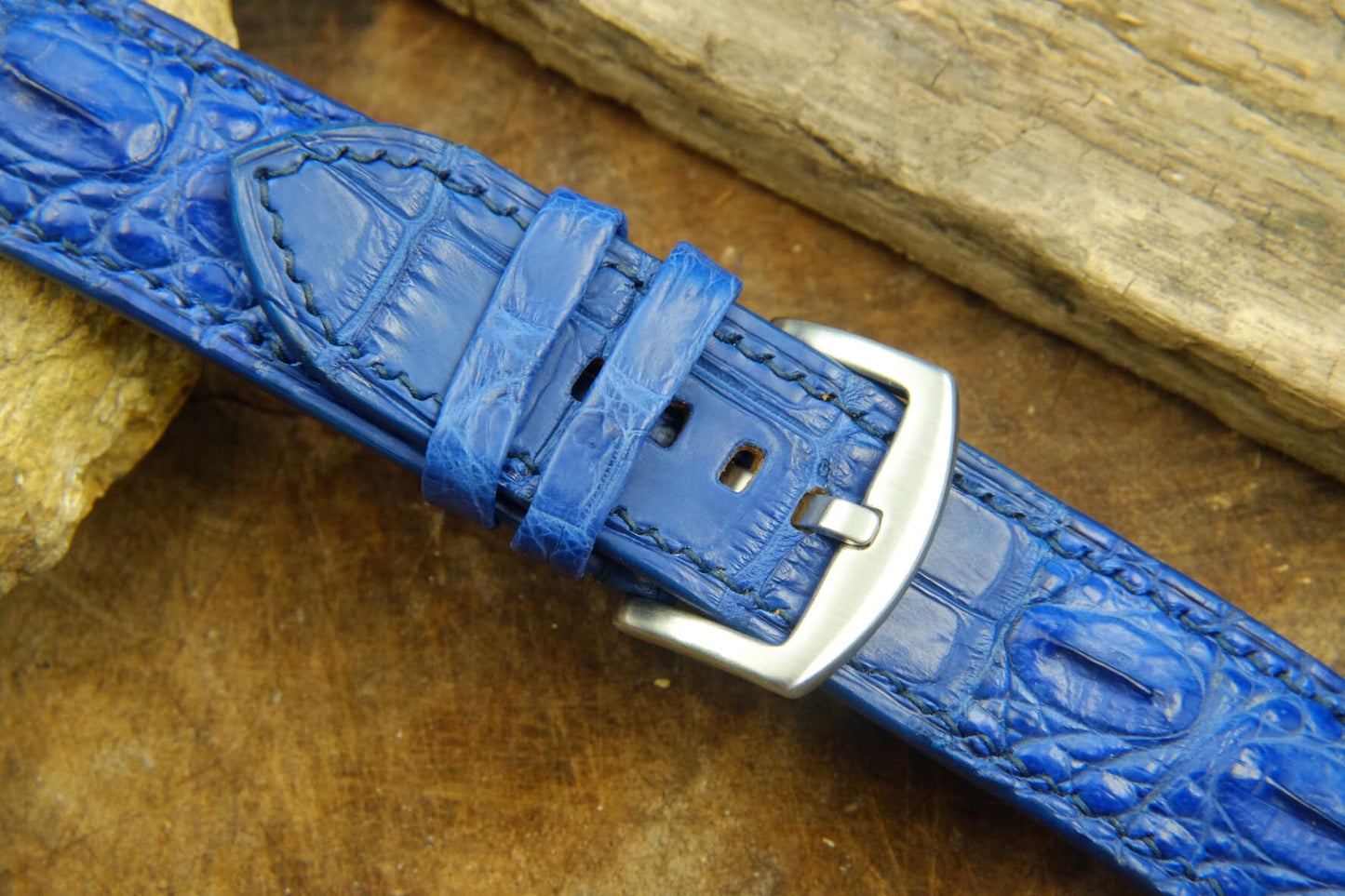 BESPOKE GENUINE BLUE CROCODILE SKIN LEATHER STRAP HDCS18