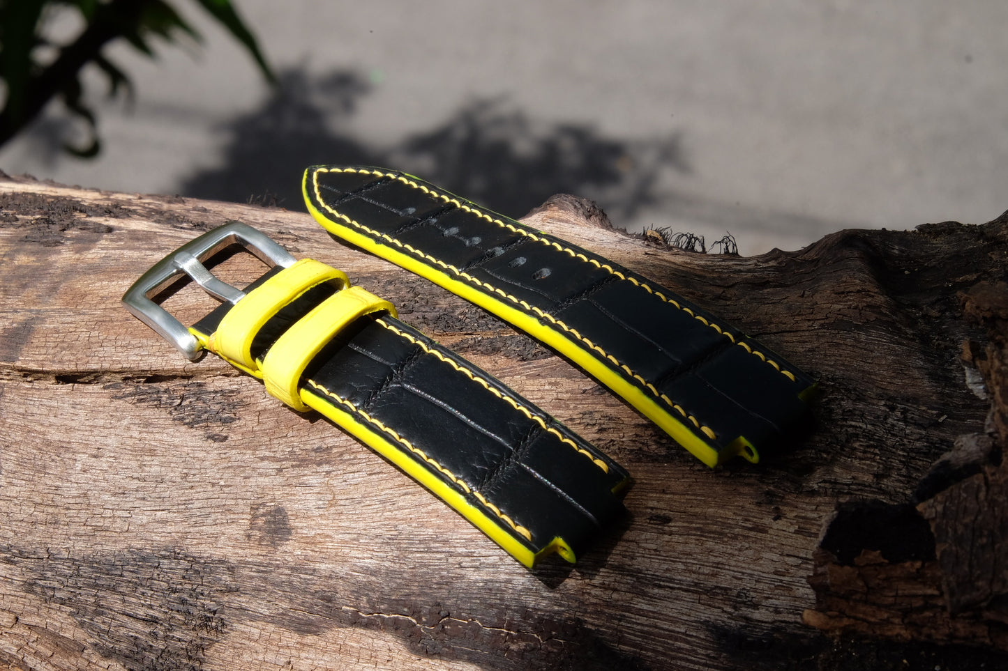 BESPOKE GENUINE BLACK CROCODILE SKIN LEATHER STRAP FOR TUDOR NORTH FLAG HDCSNF01