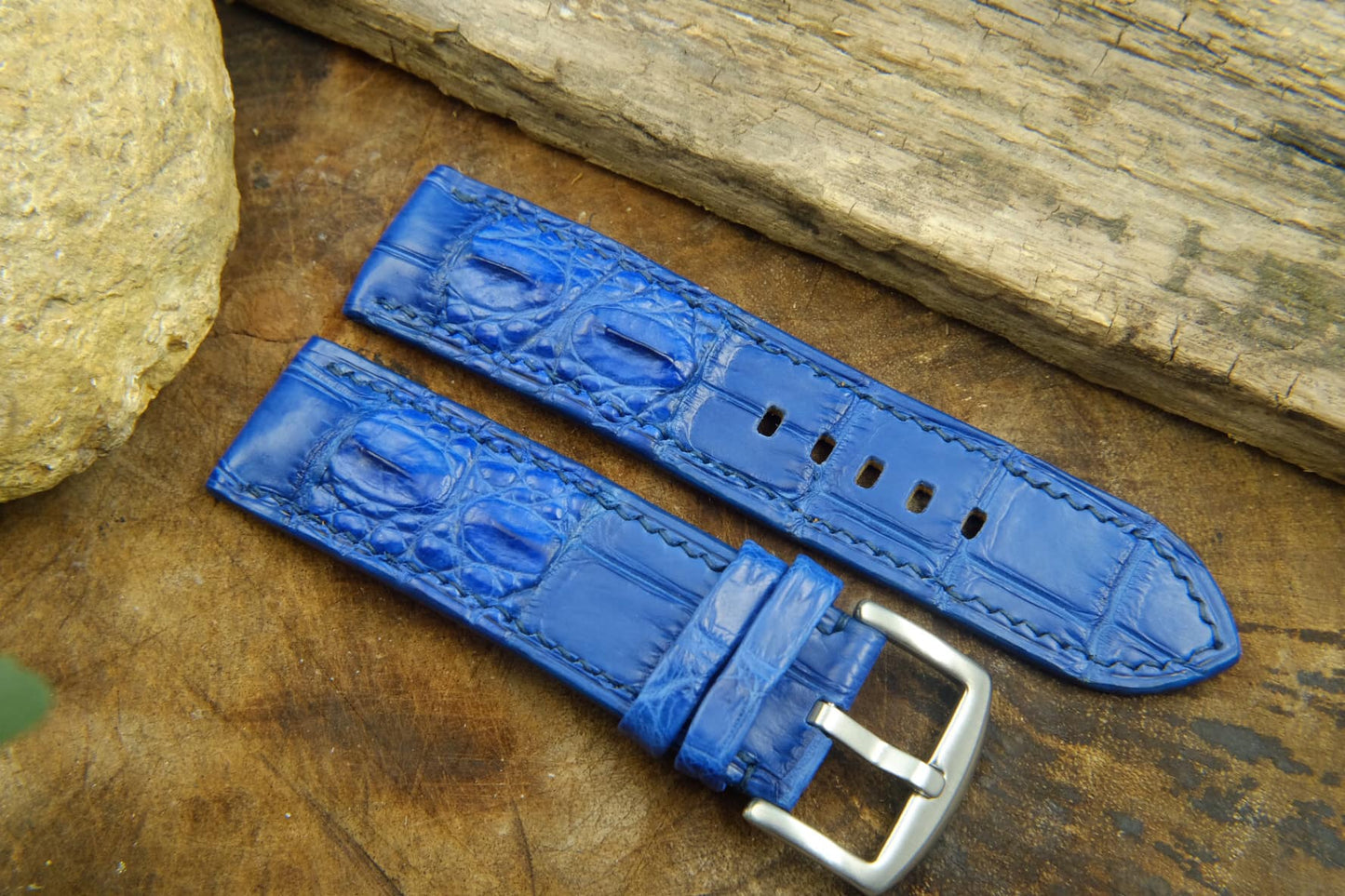 BESPOKE GENUINE BLUE CROCODILE SKIN LEATHER STRAP HDCS18