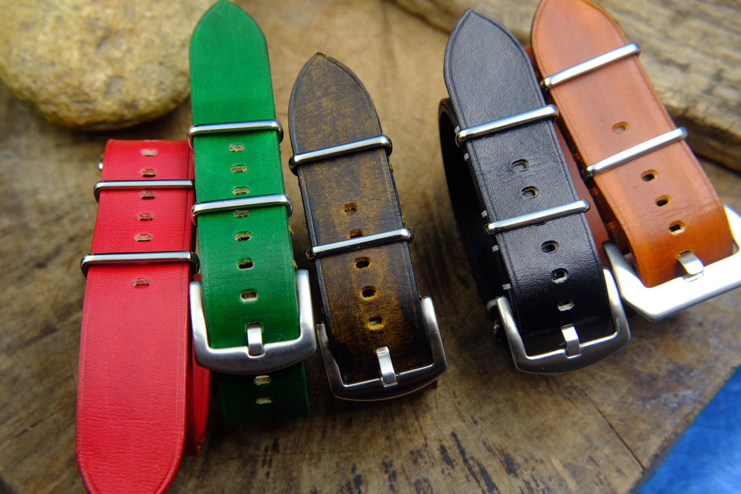 BESPOKE GENUINE MULTICOLOR LEATHER NATO STRAP HDNS01