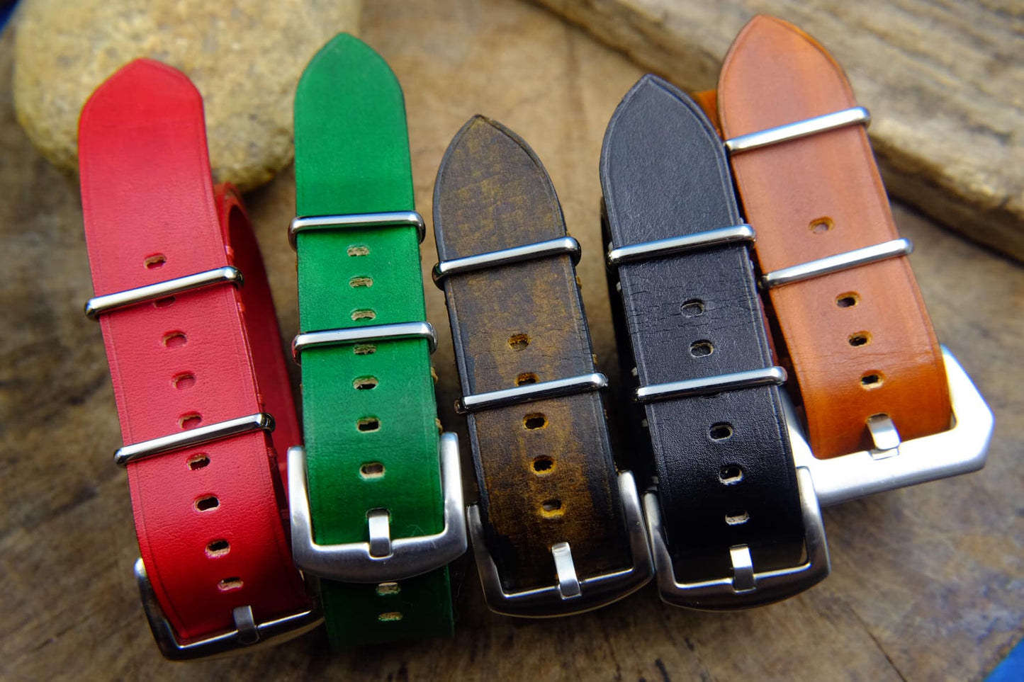 BESPOKE GENUINE MULTICOLOR LEATHER NATO STRAP HDNS01