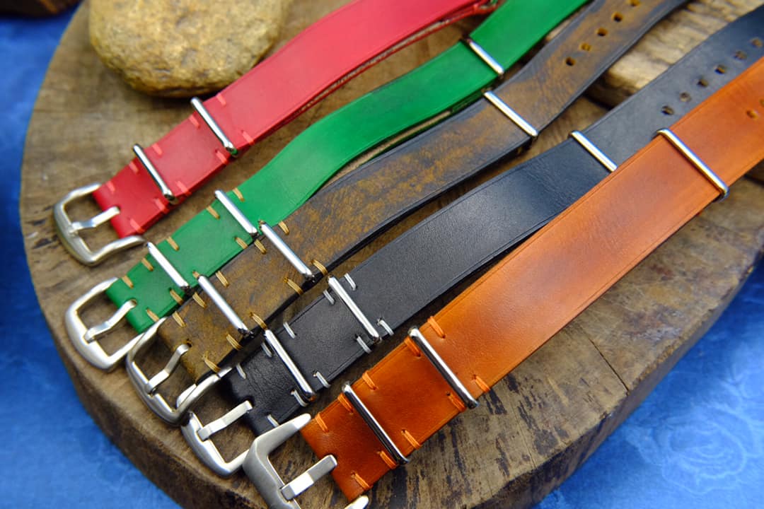 BESPOKE GENUINE MULTICOLOR LEATHER NATO STRAP HDNS01