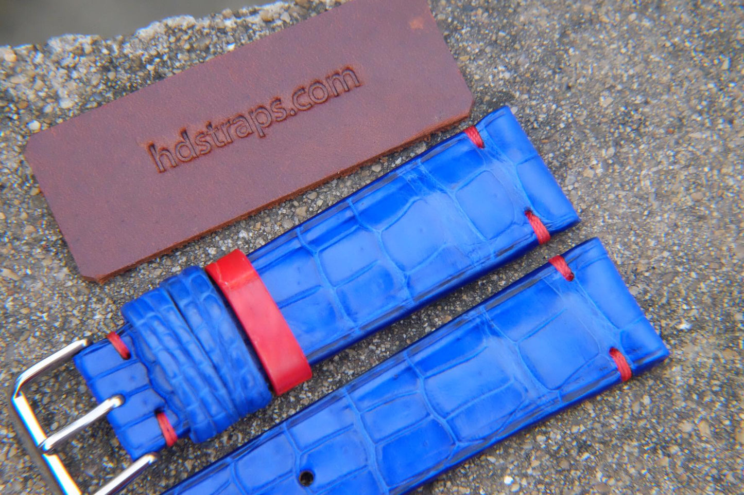 BESPOKE GENUINE FRENCH BLUE CROCODILE SKIN LEATHER STRAP HDCS870