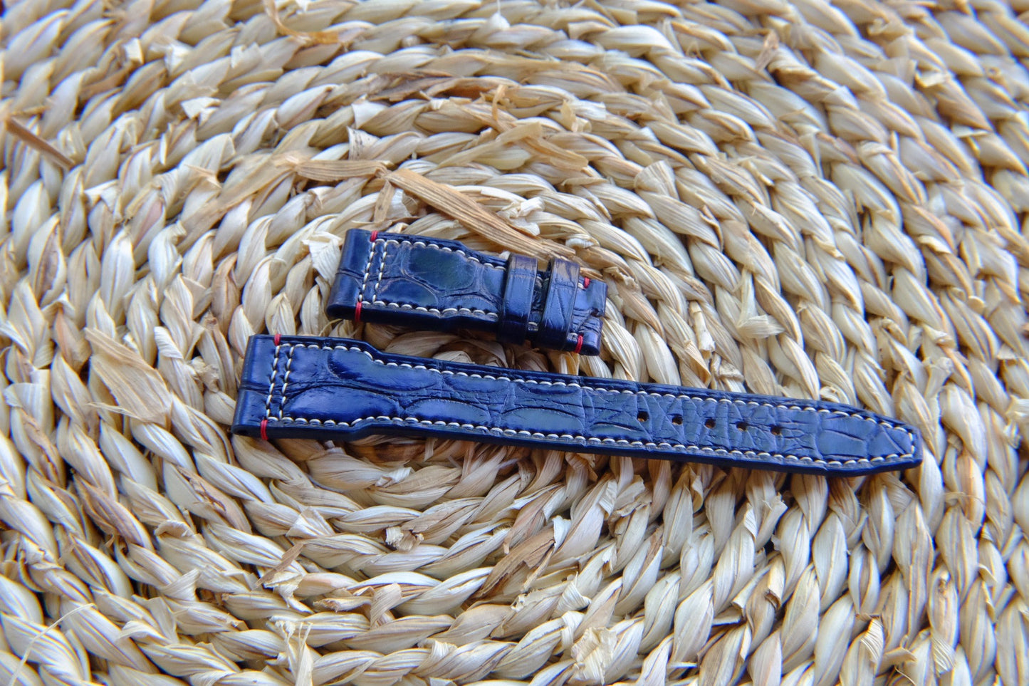 Blue crocodile leather IWC pilot watch strap HDCCD118