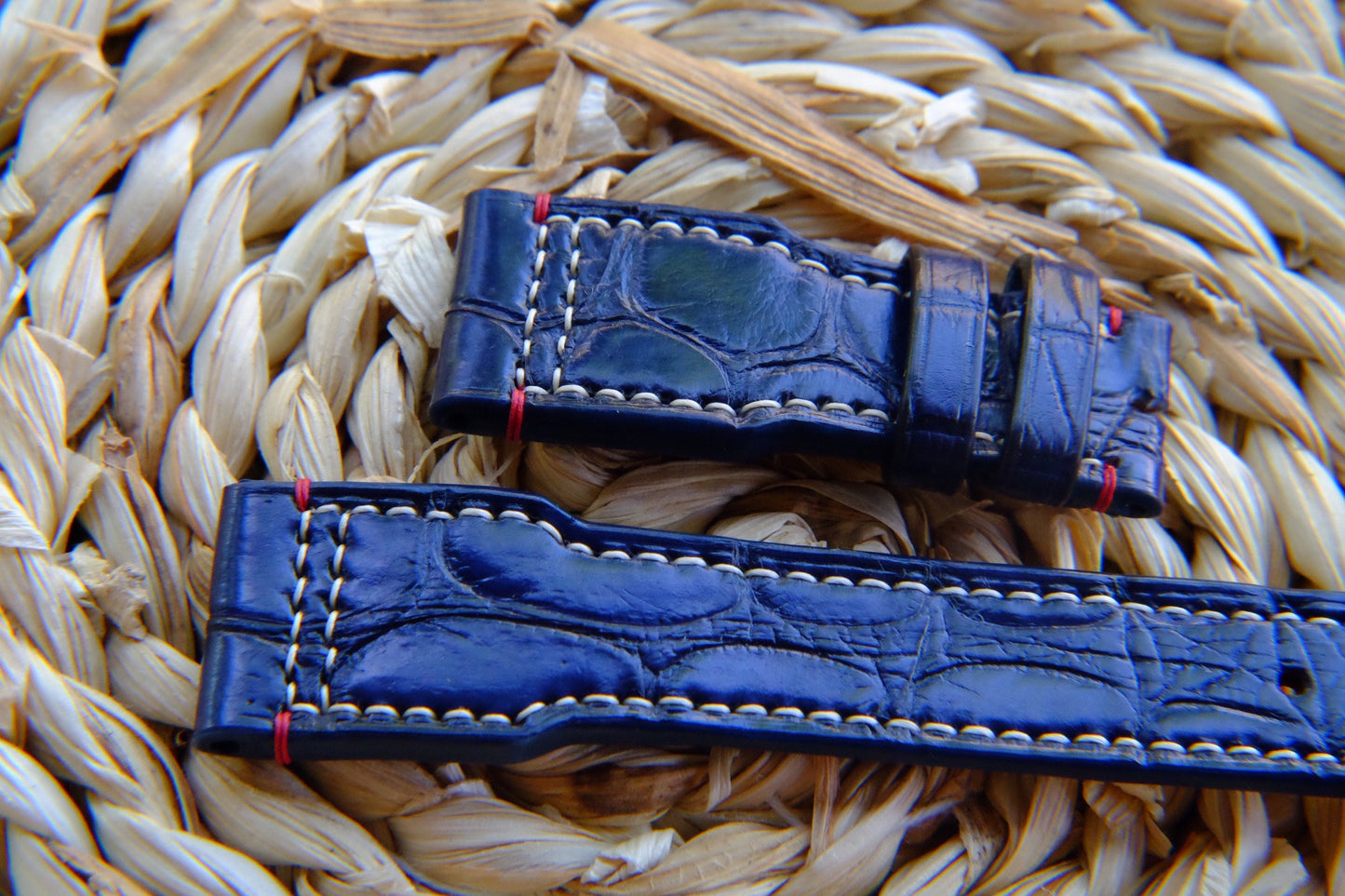 Blue crocodile leather IWC pilot watch strap HDCCD118