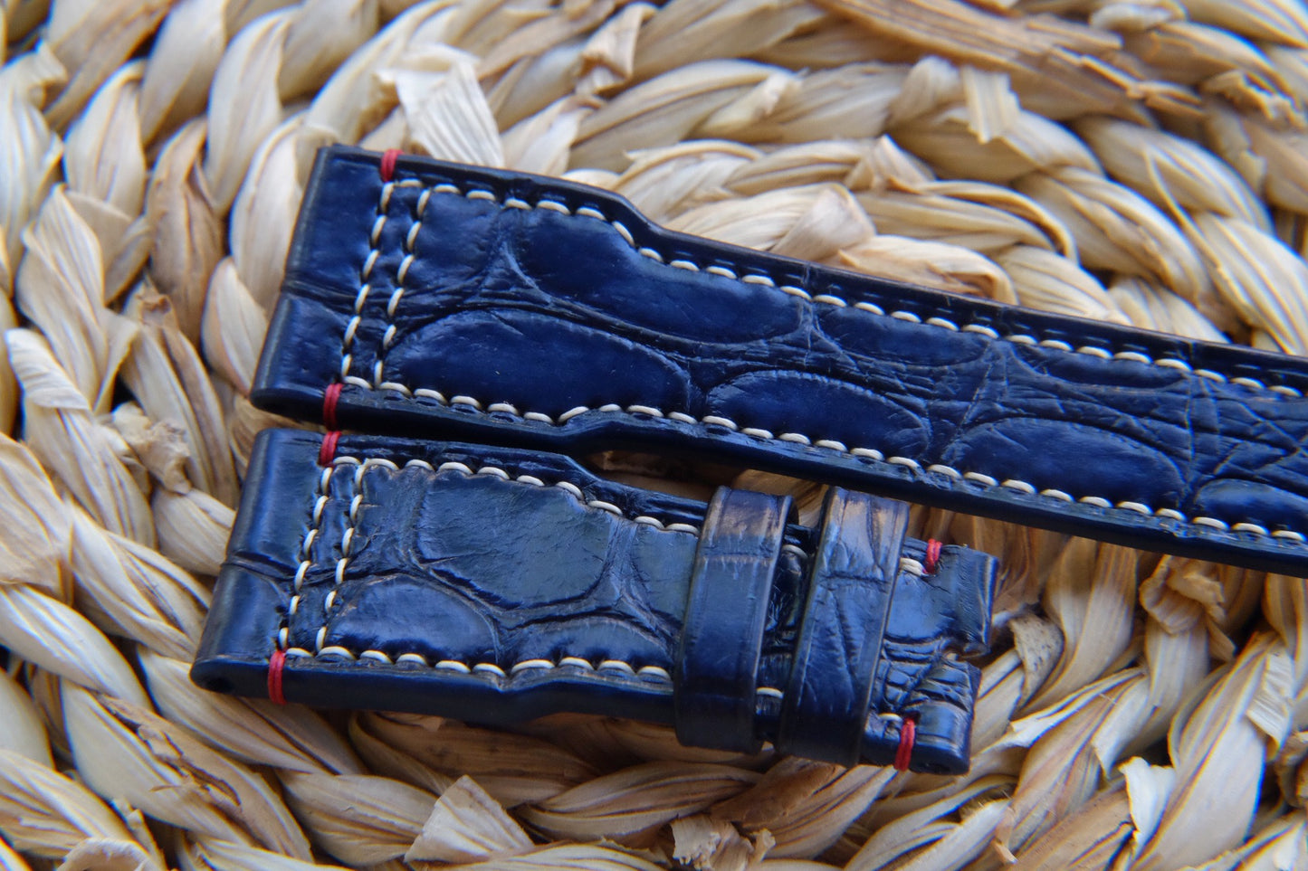 Blue crocodile leather IWC pilot watch strap HDCCD118