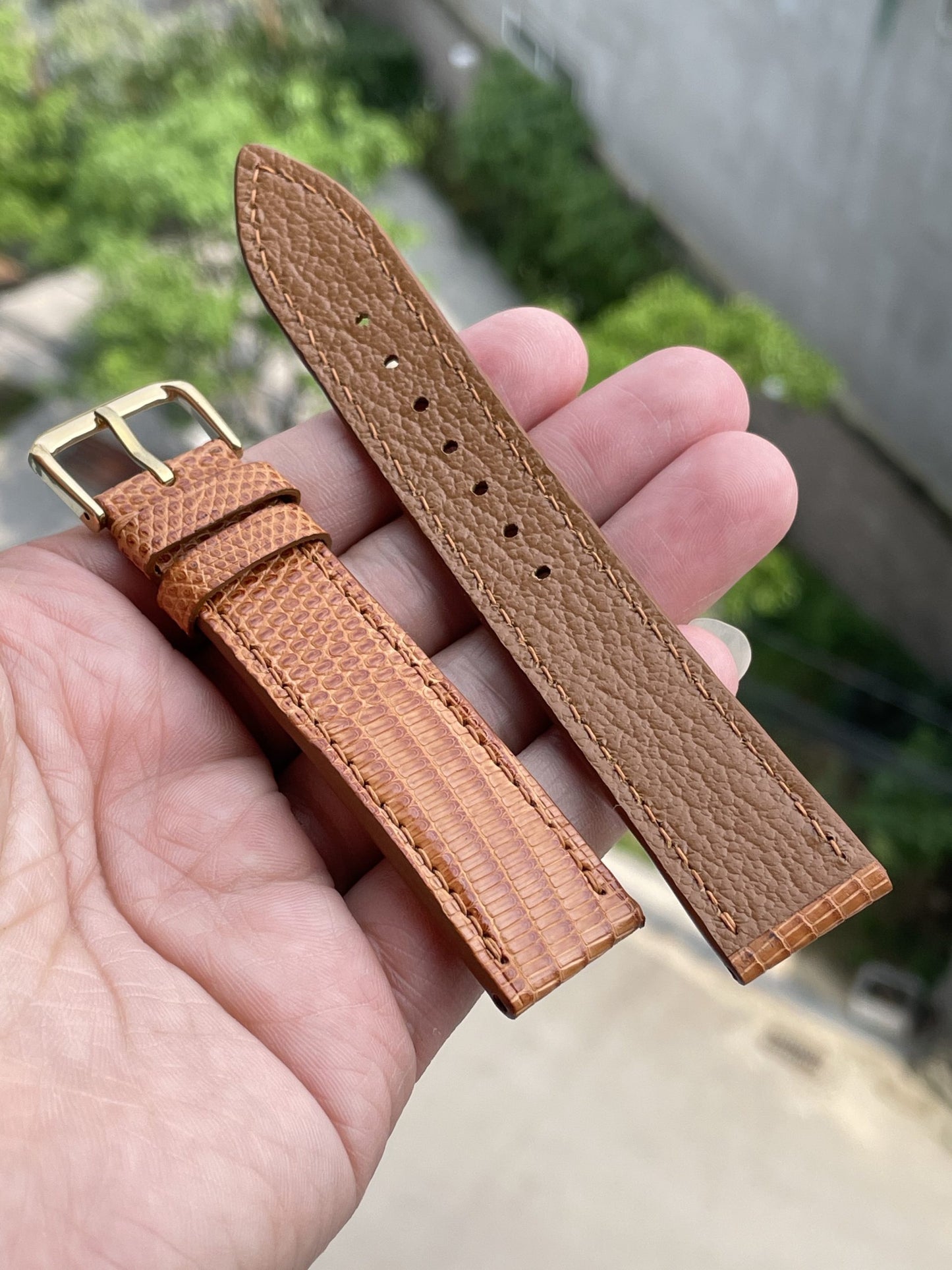 Brown lizard leather watch strap HDLZ39