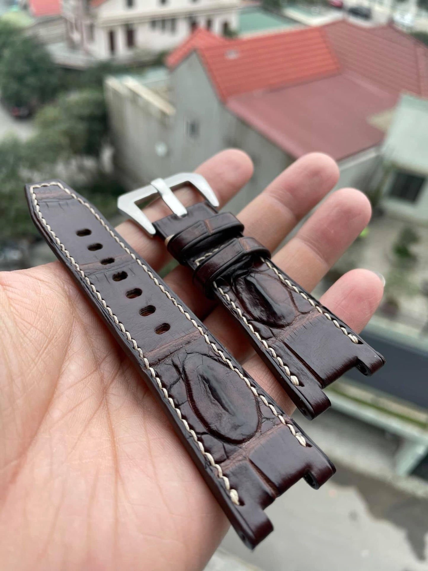 Custom made brown crocodile strap for IWC Mission Earth HDCCD120