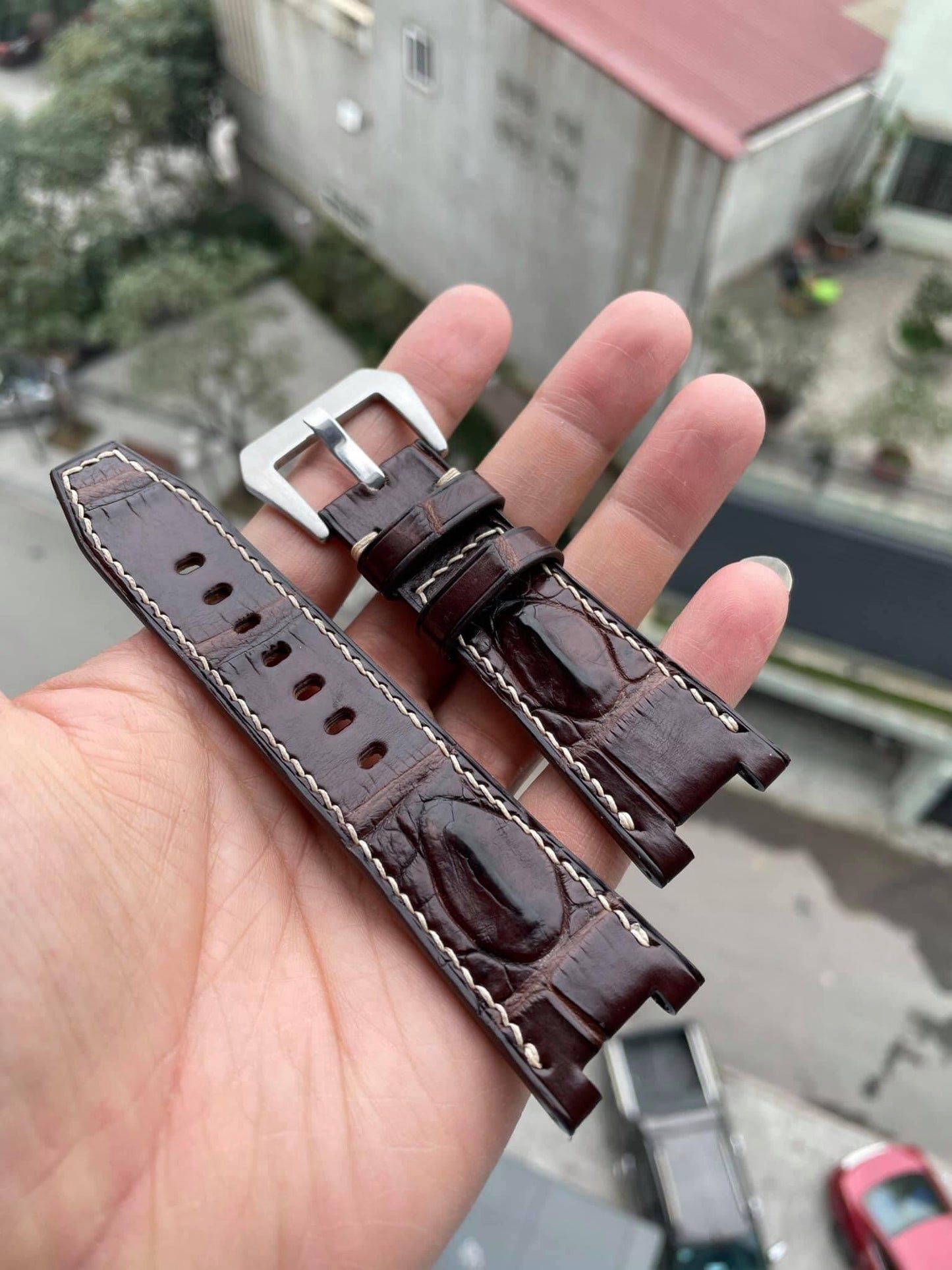 Custom made brown crocodile strap for IWC Mission Earth HDCCD120