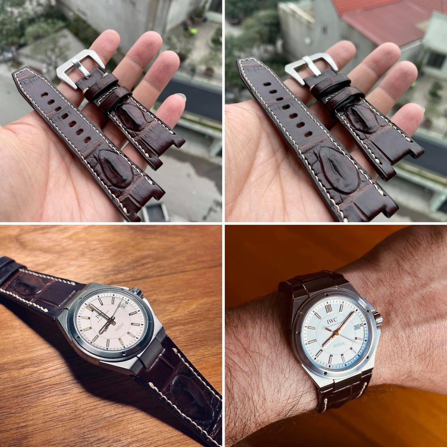 Custom made brown crocodile strap for IWC Mission Earth HDCCD120