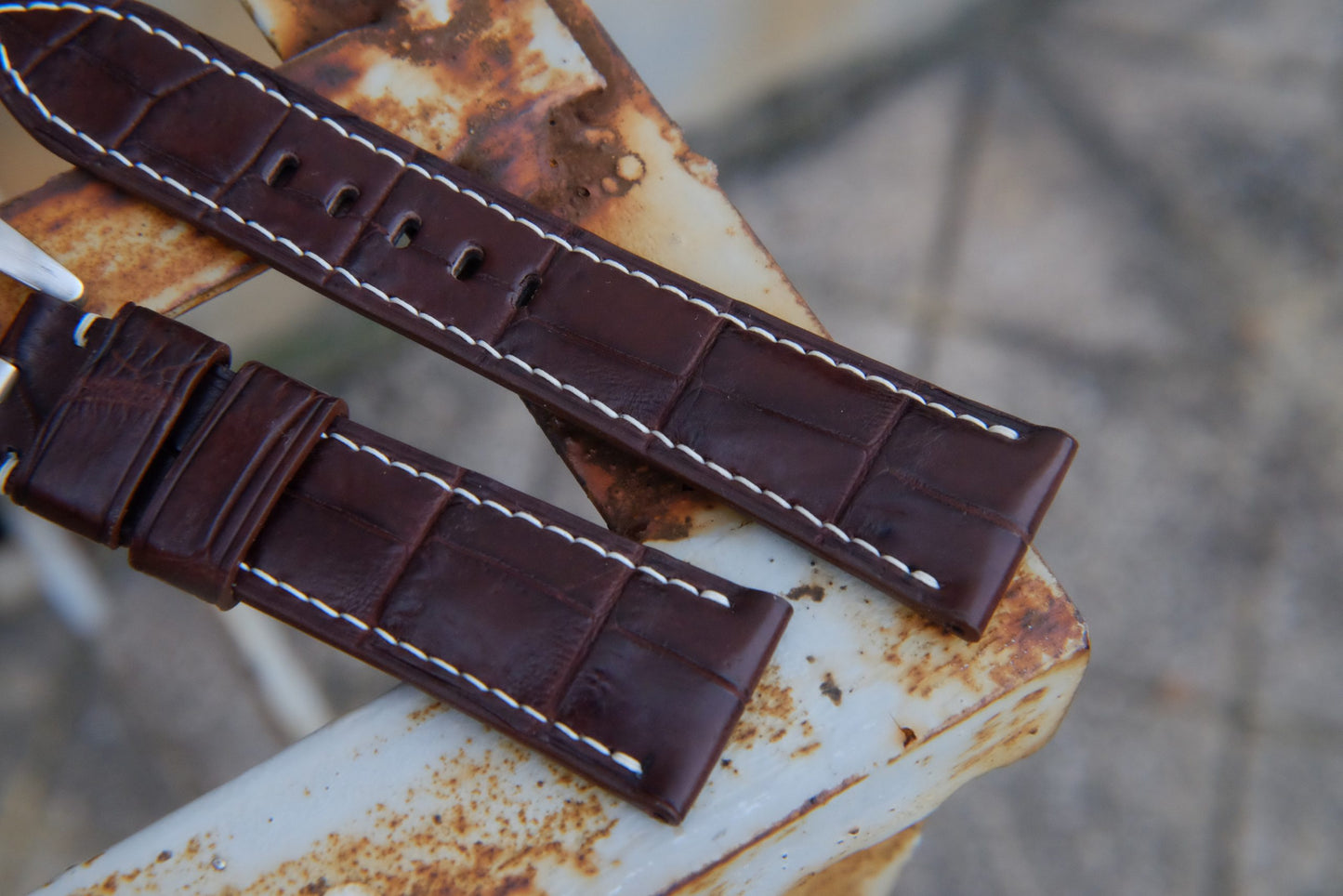BESPOKE GENUINE BROWN FRANCE CROCODILE SKIN LEATHER STRAP HDCS85