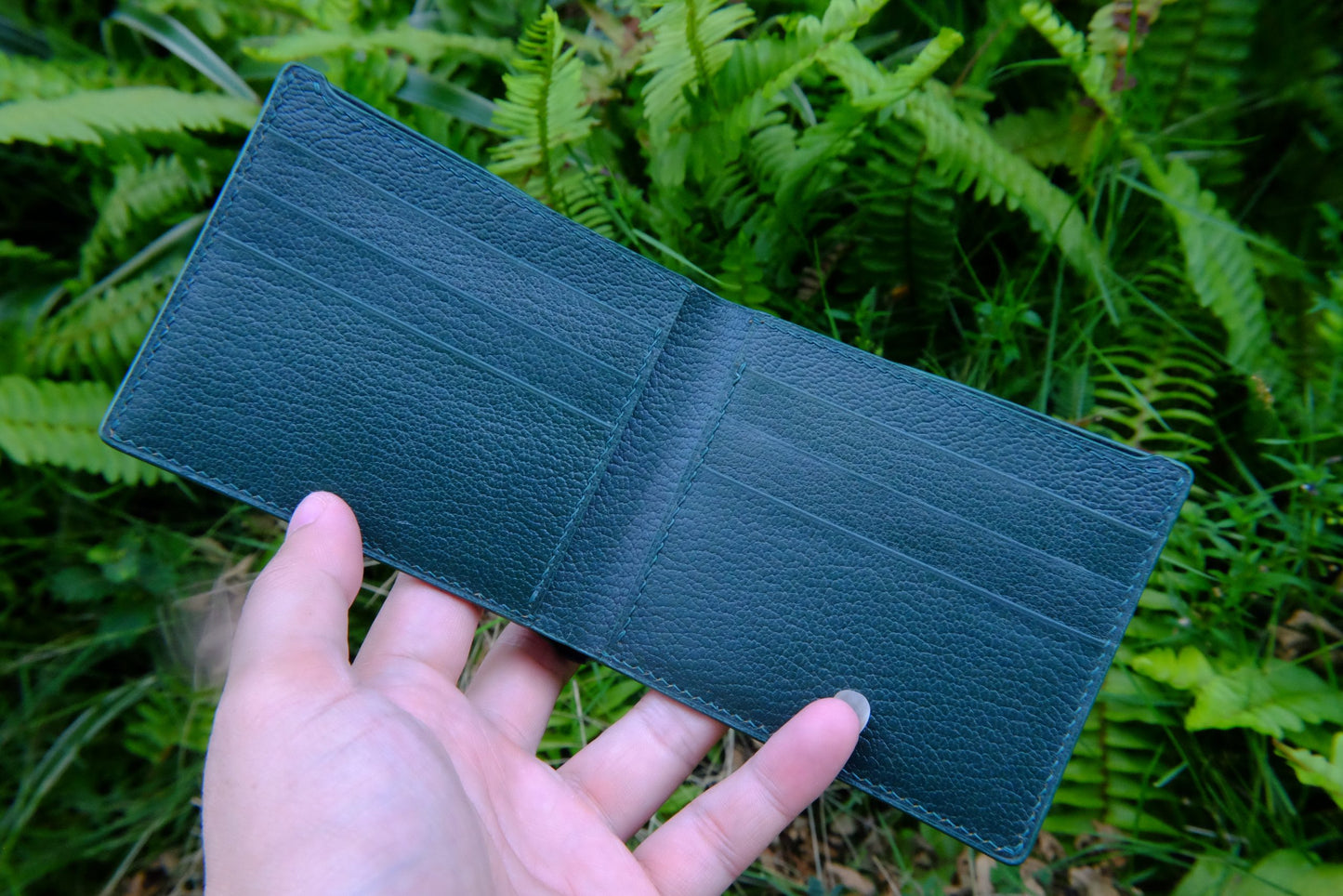 BESPOKE GENUINE NAVY GREEN LIZARD BIFOLD MAN WALLET HDWA48