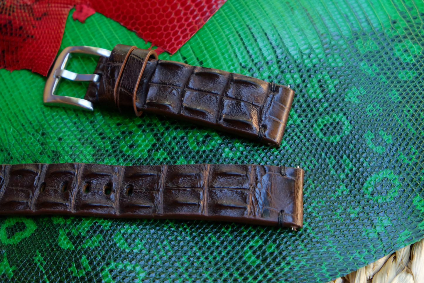 BESPOKE GENUINE BROWN CROCODILE SKIN LEATHER STRAP HDCS80