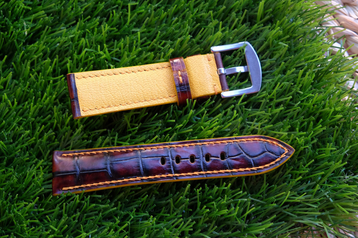 BESPOKE GENUINE BROWN CROCODILE SKIN LEATHER STRAP HDCS86
